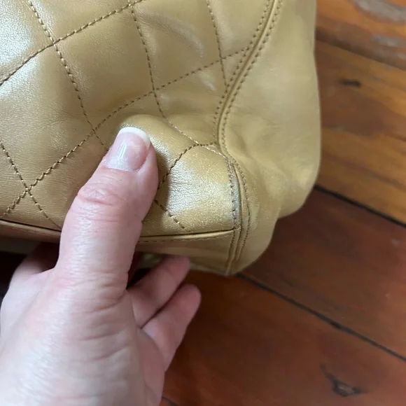 Chanel Beige Lambskin Leather Quilted Hand Bag(Damaged) - Picture 8 of 17